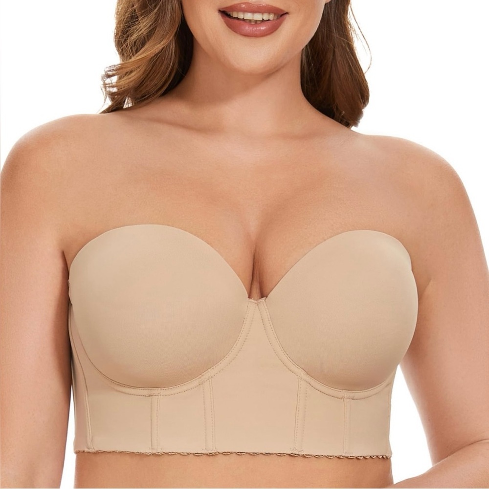 SEA BBOT Women Longline Strapless Bra Full Figure Corset Bra Hide Back Fat